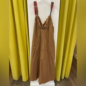 SFIZIO Tan Maxi Dress With Rainbow Straps